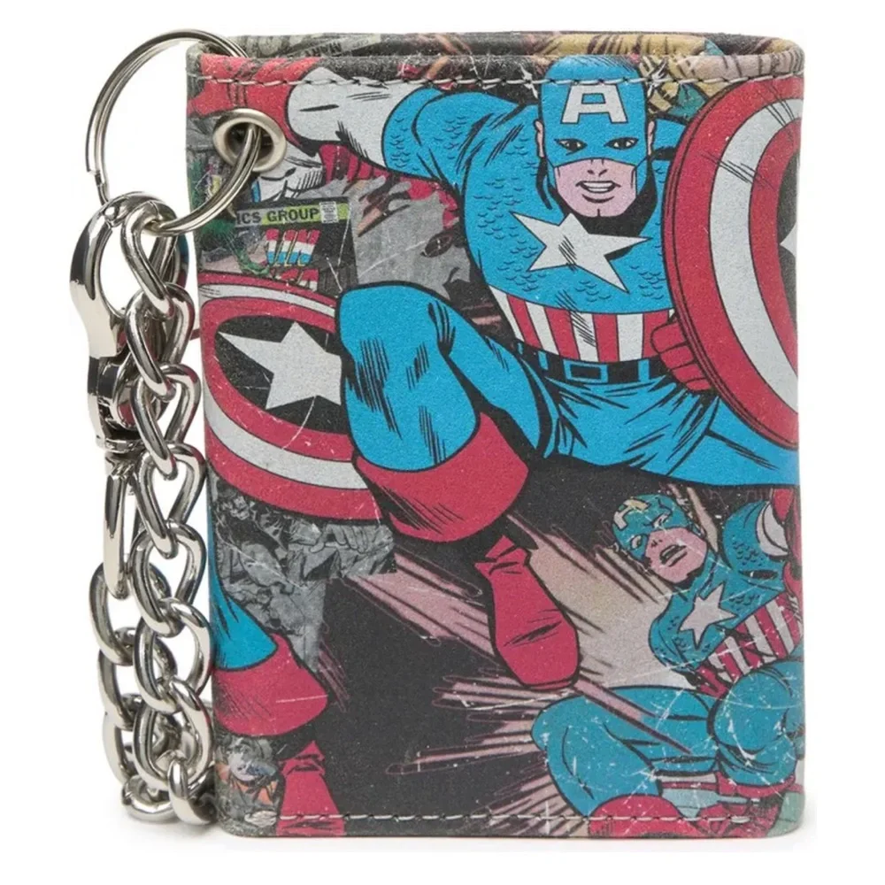 Marvel Captain America Chain Leather Wallet NEW
